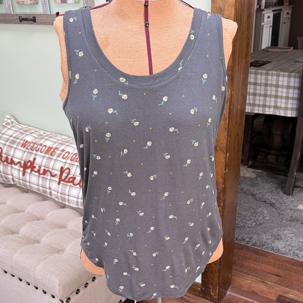 Maurices Elegant Floral Charcoal Tank Top